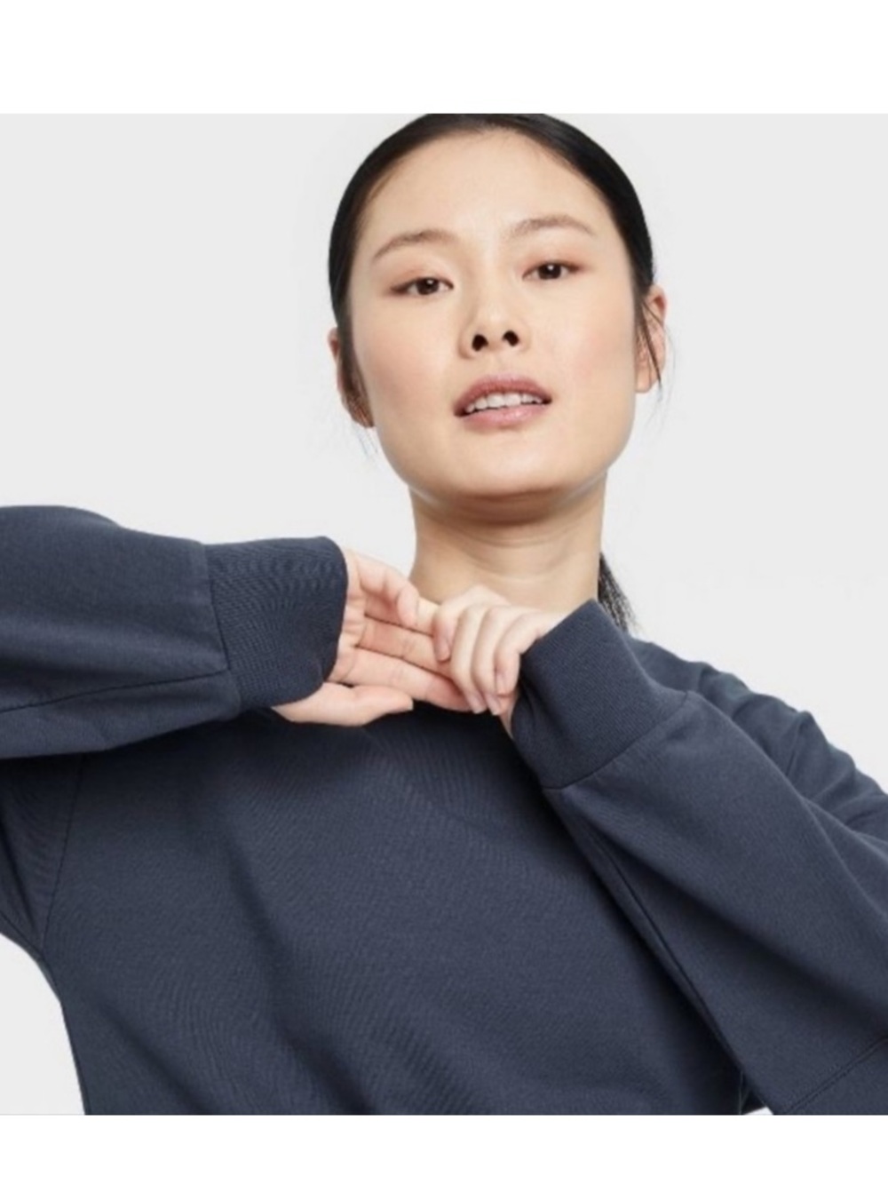 ALL IN MOTION SLATE BLUE OVERSIZED TERRYCLOTH SWEATSHIRT THUMBHOLES BOXY SIZE XL - Picture 6 of 16